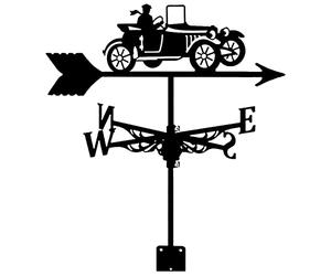 EICOFF Rooftop Install Weathervane Retro Car Silhouette Wind Vane Classic Black Metal Wind Direction Indicator for Garden Decoration and Yard Decoration