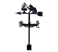 EICOFF Wind Vane Decoration, Weathervane Cast Iron Cat and Bird Weather Vane Garden Metal Wind Direction Indicator with Roof Mount for Outdoor Roof Farm Yard