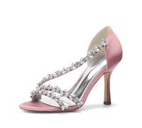 EICOFF Women's Bridal Wedding Sandals High Heels Open Toe Rhinestones Bridal Heeled Sandals Formal Evening Prom Party Dress Shoes Pumps,Flesh Pink,5.5 UK
