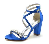 EICOFF Women's Heeled Sandals 3.36 Inch Block High Heel,Royal Blue,7 UK