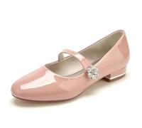EICOFF Womens Low Heel Round Toe Dress Pumps Ladies Rhinestone Patent Leather Slip-on Wedding Flats Shoes Bridal Party Evening Ballerina Sandals,Nude Pink,9.5 UK