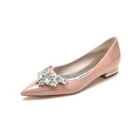 EICOFF Women's Rhinestone Slip-on Dress Flats Shoes Ladies Low Heel Closed Pointed Toe Ballet Sandals Wedding Bridal Party Court Shoes,Nude Pink,7 UK