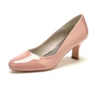 EICOFF Women's Stilettos Kitten Heels Wedding Shoes for Bride Closed Round Toe Slip On Mid High Heels Guest Dress Pumps Shoes,Nude Pink,7.5 UK