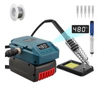 EID 60W Digital LCD Cordless Soldering Iron Kit Compatible with Bosch Professional 18V GBA Battery,180-480°C Adjustable Temp with Stand & 20g Solder Wire,Battery Not Included
