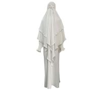 Eid Abaya, Prayer Dress for Muslim Women Kaftan Moroccan Umrah Ladies One Piece Clothes Jilbabs Dresses UK Abayas Modest Plus Size Outfit Ramadan Praying, Satin Abaya White