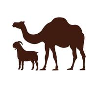 eid al adha Sacrifice Animal Silhouette Goat and Camel Silhouette Wall Stickers 57.6x79.2cm Multi Color Selection Coffee