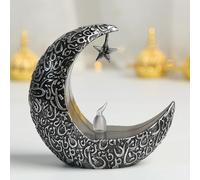 Eid Candle Light | Ramadan Table Lamp Moon Lamp Mubarak Metal Ramadan Lights Lunar Lamp Battery Operated Decorative Lamp, Hanging Candle Lantern Muslim Islam Festival Decor