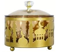 Eid Candy Jar Middle East Muslim Metal Castle Fruit Tray Sramadan Nacks Dried Fruit Snack Fruit Bowl with Lid Decorative Mubarak Sweet Jar
