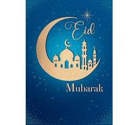 Eid Card, Eid Mubarak Moon Mosque - 7 x 5 inches - Regal Publishing