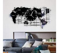 Eid Decorations for Home, Wall Clock Without Ticking Noises, World map Acrylic Clock