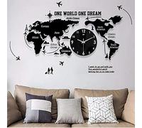 Eid Decorations for Home Wall Clocks World Map Wall Clock Large Wall Clock Living Room TV Background Wall Decorative Acrylic Wall Hanging Watch Silent Sweeping Movement