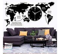Eid Decorations, World Map Wall Clock, 3D DIY World Map, Metal Art Clock