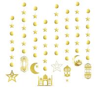 Eid Garland Gold Ramadan Garland Shining Star Moon Lantern for Eid Party Decoration Golden