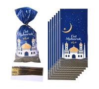 Eid Gift Bags | 100 Blue Cellophane Candy Bags (with Twist Ties) | Muslim Ramadan Party Decorations | First Choice for Women's Gift Packaging