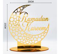 EID Mubarak Acrylic Ornament Ramadan Decoration For Home Islamic Muslim Party Golden Moon Decor EID Abaya AL Adha Kareem