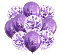 Eid Mubarak Balloons, 10 Gold, Rose Gold, Silver, Green, Purple, Blue Balloons, Backdrop Props, Eid Background Props, Decorations. (Purple)