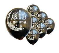 Eid Mubarak Balloons 30 Pieces Black Eid Balloons 12 Inch Latex Balloons for Eid Mubarak Islamic Muslim Ramadan Festival Party Decoration Set