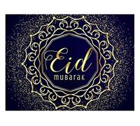 Eid Mubarak Blue Gold Design A4 Easy Peel PRECUT Icing Sheet Cake Topper Ramadan