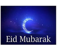 Eid Mubarak Blue with Moon Design A4 Easy Peel PRECUT Icing Sheet Cake Topper Ramadan