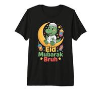 Eid Mubarak Bruh Funny Dinosaur Kids Eid Al Fitr Boys Premium T-Shirt