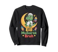 Eid Mubarak Bruh Funny Dinosaur Kids Eid Al Fitr Boys Sweatshirt