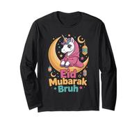 Eid Mubarak Bruh Funny Unicorn Kids Eid Al Fitr Girls Long Sleeve T-Shirt
