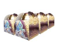 Eid Mubarak Celebration Treat Gift Favour Boxes & Crackers - 12 Pack (Choose your design) (Large Burgundy & Gold Henna Design pack of 12)
