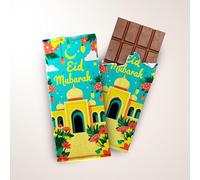 Eid Mubarak Chocolate Bar 90g - Halal Milk Chocolate Treat Gift - Islamic Eid Gift for Kids & Adults - Muslim Party Favour, Sweet Present for Eid al-Fitr or Eid al-Adha