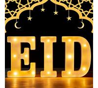 Eid Mubarak Decorations for Home Party Ramadan LED Letter Sign Lights Battery Powered, Table Decorations Islamic Muslim Party Supplies