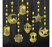 Eid Mubarak Decorations Set,Reusable Gold Eid Decorations for Home,Star Moon Hanging Streamer Ramadan Decor,Ramadan Decoration for Home,Outdoor,Islam Festival Party Supplies,Ramadan Kareem Decor