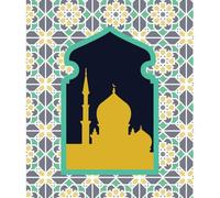 Eid Mubarak Earth Tone Print And Window Frame Sweatshirt - White - XXL - White