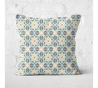 Eid Mubarak Floral Geometric Print With Window Square Cushion - 40x40cm - Soft Touch