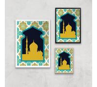 Eid Mubarak Golden Pattern With Window Giclee Art Print - A4 - Print Only