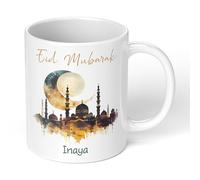 Eid Mubarak Mug Personalised with Name - Islamic Coffee & Tea Cup for Ramadan & Eid al-Fitr Eid al-Adha, Gloss Finish, Dishwasher & Microwave Safe, Colour Inside or Magic Mug Gift for Family