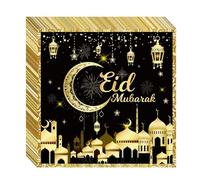 Eid Mubarak Napkins, Eid Decorations, 20 Pcs Black and Gold Ramadan Napkins Disposable Paper Napkins, for Eid Party Ramadan Party Ramadan Party Tableware(Black)