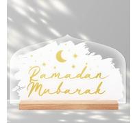 Eid Mubarak Party Decoration 7 x 4.3 Inch Ramadan Table Centerpieces Eid Al Adha Acrylic Sign Moon Star Ramadan Decorations Ramadan Mubarak Acrylic Table Signs for Home Eid Al Fitr Supplies (Stylish)