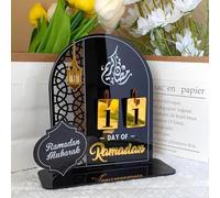 Eid Mubarak Ramadan Advent Calendar, 2026 Islamic Countdown Table Decor for Kids & Family, Gold Mirror Acrylic Arabic Ornament, Ramadan Party Supplies & Housewarming Gifts (Black 1set)