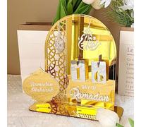 Eid Mubarak Ramadan Advent Calendar, 2026 Islamic Countdown Table Decor for Kids & Family, Gold Mirror Acrylic Arabic Ornament, Ramadan Party Supplies & Housewarming Gifts (Gold 1set)