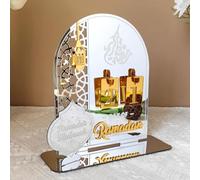 Eid Mubarak Ramadan Advent Calendar, 2026 Islamic Countdown Table Decor for Kids & Family, Gold Mirror Acrylic Arabic Ornament, Ramadan Party Supplies & Housewarming Gifts (White A 1set)