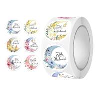 Eid Mubarak Stickers, 500pcs Round Ramadan Stickers, Gift Bag Envelopes Sealing Labels Self Adhesive Stickers for Eid Islamic Party Supplies