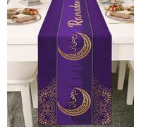 Eid Mubarak Table Runner Ramadan Mosque Tablecloth 35 x 180 cm Muslim Islamic Iftar Party Table Decor for Muslim Home Dining Room Holiday Decoration Party Favors