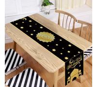 Eid Mubarak Table Runner Table Decorations - Ramadan Mosque Lantern Islamic Happy Eid Party Supplies Decorations, 180×35cm