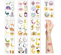Eid Mubarak Temporary Tattoo for kids,10 Sheets Islamic Vinyl Stickers Face Tattoo Stickers for Muslim Islamic Eid Iftar Diwali arty Favor Supplies