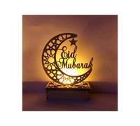 Eid Mubarak Wooden Light LED Ramadan Decoration For Home Islamic Muslim Decor EID Abaya AL Adha Islam Party Desktop