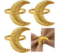 Eid Napkin Buckles 4pcs Moon Shaped Napkin Rings Metal Curtain Buckle Eid Table Ornament Banquet Setting Supplies for Kareem Wedding