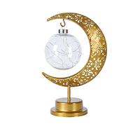 Eid Night Light, Ramadan Decoration Light, Moon Star Eid Light Kareem Crescent Moon, Golden Iron Eid Craft Table Lamp Light Ornaments for Islamic Festival Home Party Table Decoration (Style A)