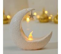 Eid Ramadan Candlestick Lights, Mini Ramadan LED Candle Lights Decorations, Eid Mubarak Mini Lanterns Decorative Light, Muslim Islam Candle Lantern for Home Table Festival Decor (White)