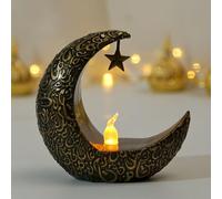 Eid Ramadan Candlestick Lights, Mini Ramadan LED Candle Lights Decorations, Eid Mubarak Mini Lanterns Decorative Light, Muslim Islam Candle Lantern for Home Table Festival Decor (Gold)