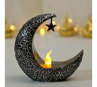 Eid Ramadan Candlestick Lights, Mini Ramadan LED Candle Lights Decorations, Eid Mubarak Mini Lanterns Decorative Light, Muslim Islam Candle Lantern for Home Table Festival Decor (Silver)