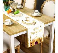 Eid Ramadan Mubarak Table Runner, 13x72 Inch Star Moon Mosque Decorative Islamic Eid Adha Table Cover Polyester Table Cover Decor for Home Dinning Room Islam Muslim Party Decoration Party Favors (C)